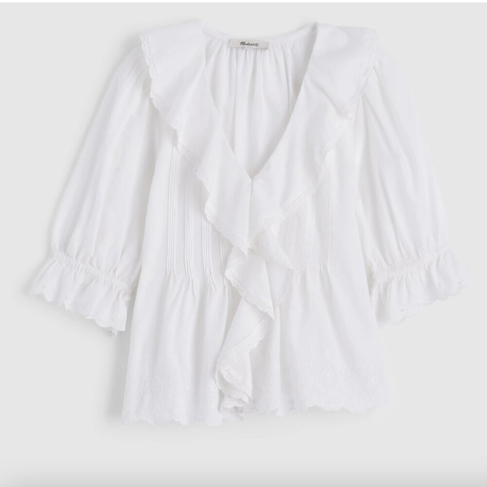 The Blair Top White embroidered cotton blouse with eyelet - Picture 4 of 5